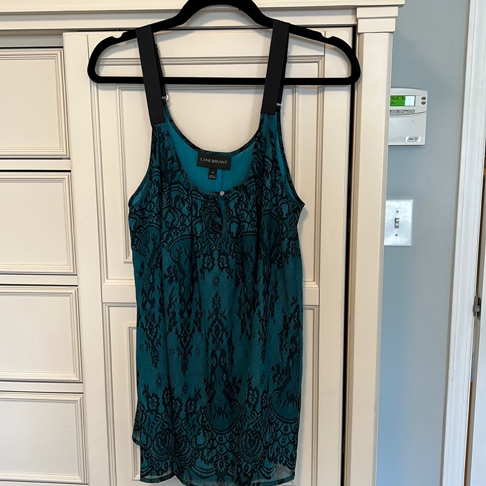 Lane Bryant size 16 teal and black dressy tank